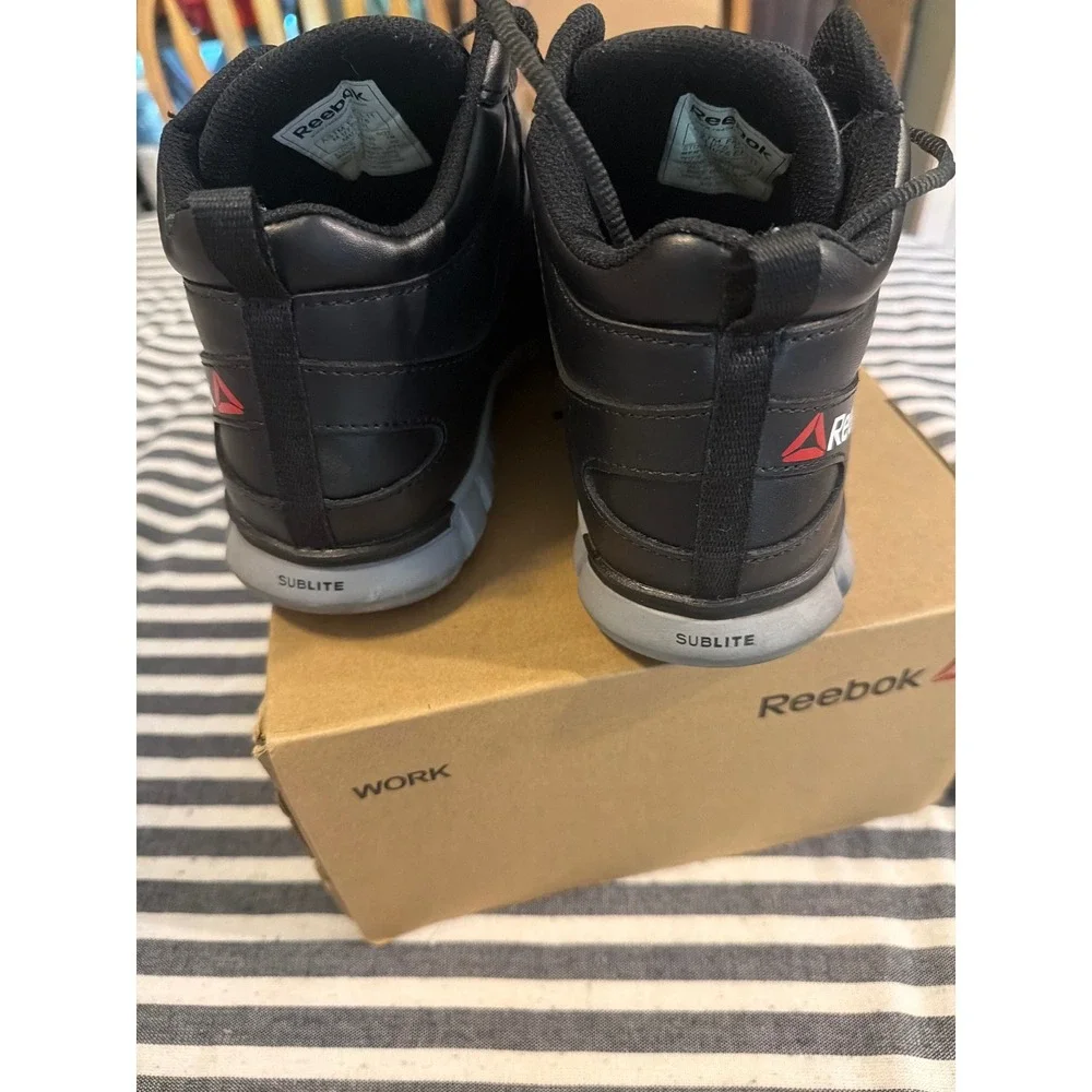 Reebok Sublite Cushion Work Mens Black Alloy Toe Met Guard Boots RB4143 Size 7 M
